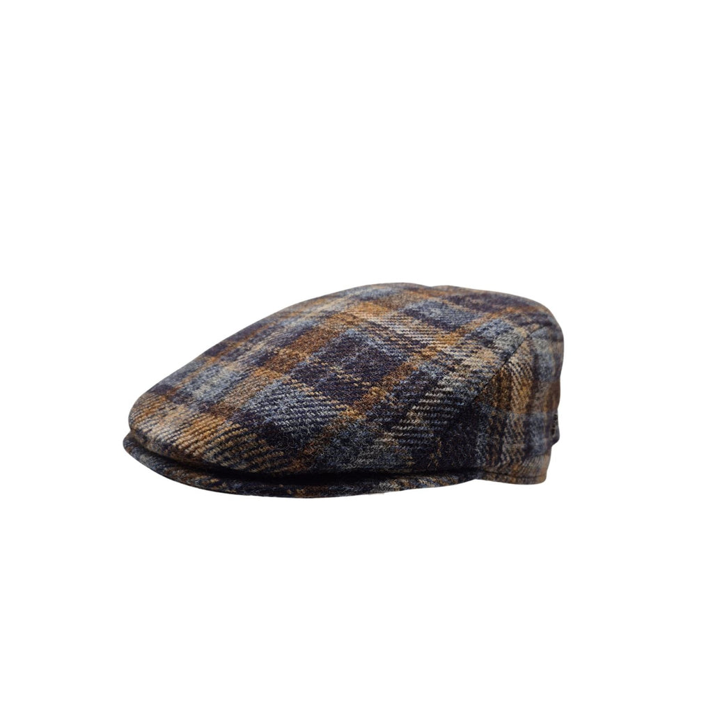 Boné City Sport Flat Cap Xadrez azul castanho