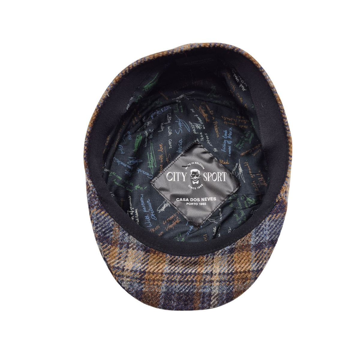 Boné City Sport Flat Cap Xadrez azul castanho